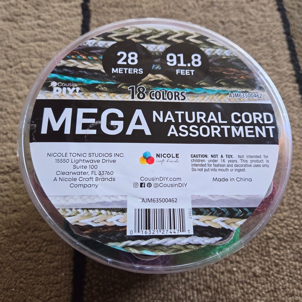 Cousin DIY Mega Natural Cord Assortment 18 Colors 91.8 Feet AJM63500462 NEW
